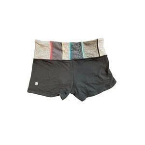 lululemon athletica Black Athletic Shorts with Multicolor Waistband